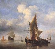 VELDE, Willem van de, the Younger Calm Sea wet oil painting on canvas